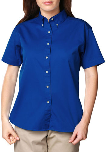 Embroidered Ladies Short Sleeve Twill Dress Shirts | BGEN6213S