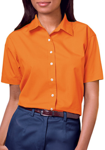Blue Generation Ladies Short Sleeve Stain Release Poplin Shirts | BGEN6216S