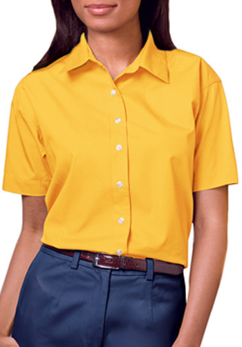 Blue Generation Ladies Short Sleeve Stain Release Poplin Shirts | BGEN6216S