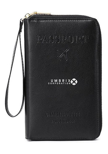 Leather Passport Holder and Ticket Organizer custom promotional product