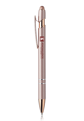 Custom Alpha Soft Touch Gel Pen with Rose Gold Trim
