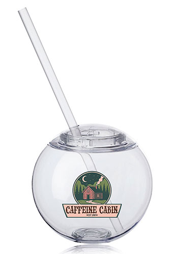 Moran 15 oz Plastic Cocktail Ball with Straw