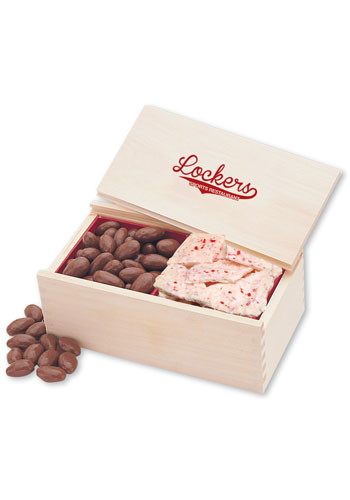 Peppermint Barks & Chocolate Covered Almonds in Wooden Collectors Box | MRK104
