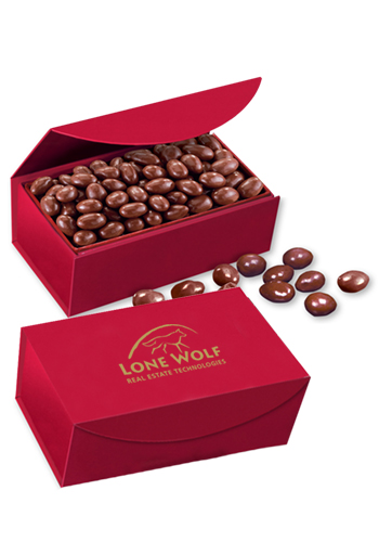 Chocolate Covered Almonds in Scarlet Magnetic Closure Gift Box | MRRMB124