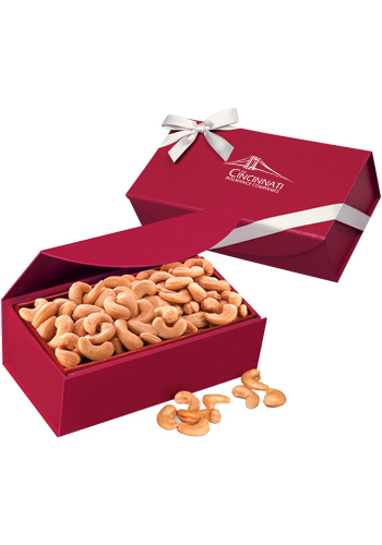 Extra Fancy Jumbo Cashews in Scarlet Magnetic Closure Gift Box | MRRMB102