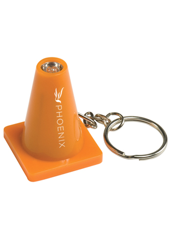 Light Up Orange Safety Cone Keytags | IL977