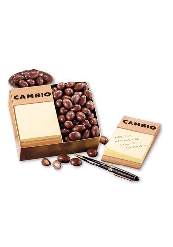Beech Post-it Note Holders with Milk Chocolate Covered Almonds | MRBNH124