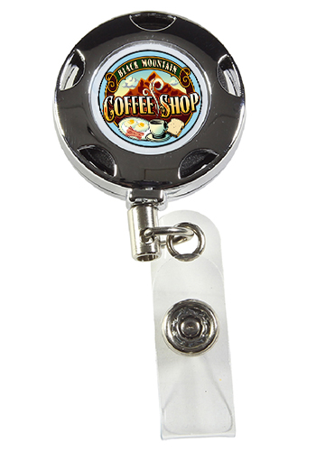 32 Inch Cord Round Chrome Solid Metal Sport Retractable Badge Reels | IVRBR5