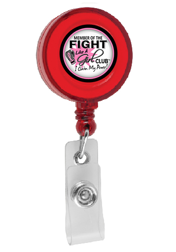 Translucent Red Custom Printed Cord Round Retractable Full Color Badge Reel with Metal Slip Clip (Translucent Red - Sample)
