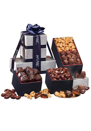 Taste Tempting Silver and Navy Tower of Treats | MRSN2719
