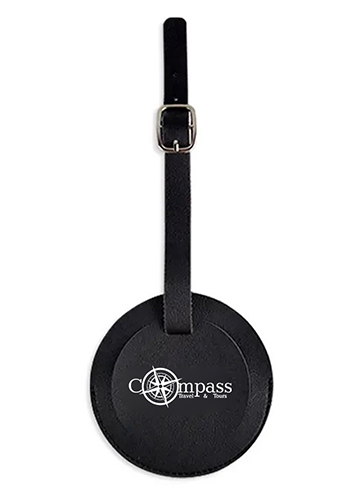 Round Shape PU Vegan Leather Luggage Tag