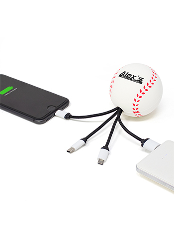 SqueezieCords Baseball Stress Ball Charging Cables| EV26K12