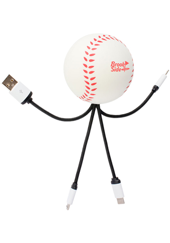 SqueezieCords Stress Ball Charging Cables-Baseball| EV26K15WT