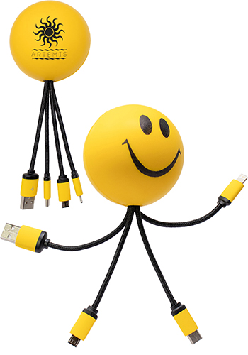 SqueezieCords Stress Ball Charging Cables - Smiley| EV26K11YL