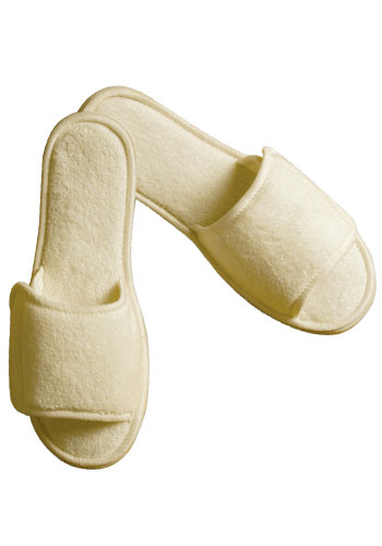 Bulk Terry Open Toe Slippers with Velcro Closure Medium