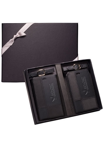 Tuscany™ Duo-Textured Leather Luggage Tags Gift Set |PLLG9331