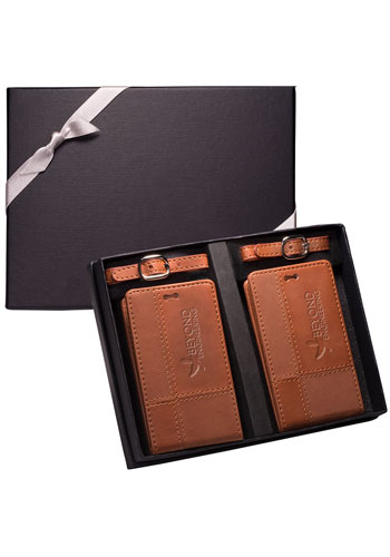 Tuscany™ Duo-Textured Leather Luggage Tags Gift Set |PLLG9331