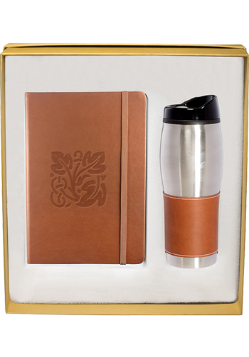 Custom Tuscany Leather Journals & Stainless Steel Tumblers Gift Set