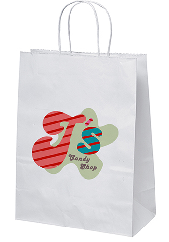 Custom White Kraft Jenny Shopper Bag |BMCRWHP814 - DiscountMugs