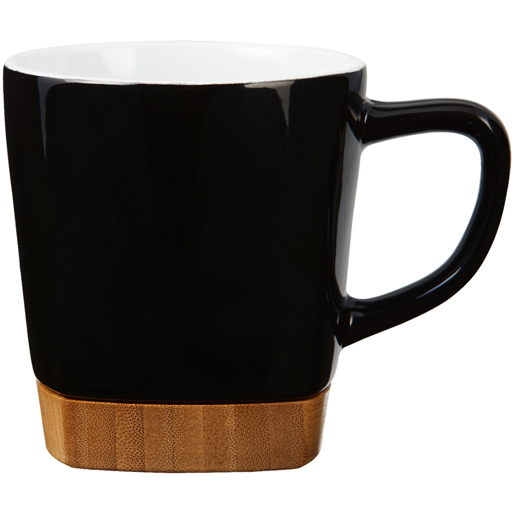 Customizable 11 oz Ceramic Mug with Removable Bamboo Coaster