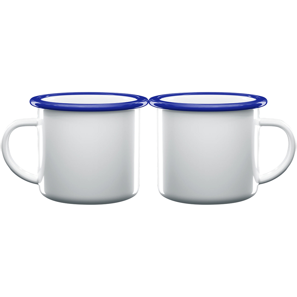Personalized 12 oz Fine SS Blue Rim Enamel Cups | PMU21269 