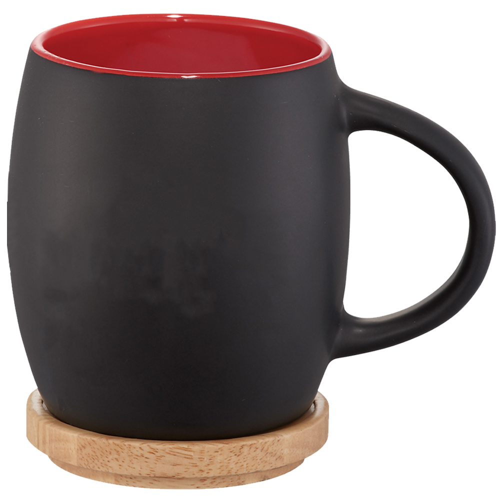 Flat Bottom Mug with Wood Lid. Universal. Flat Bottomed. Wooden Handle.  14oz 
