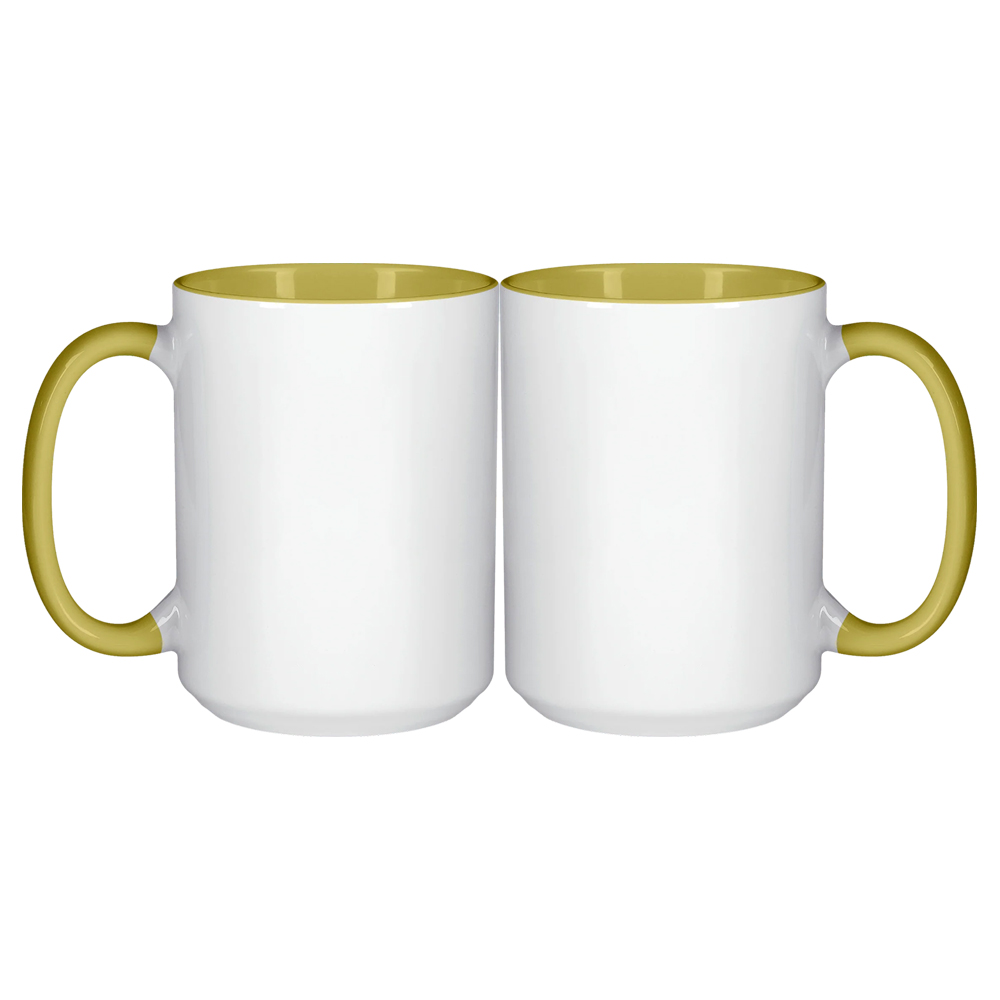 Yellow Two Tone Ceramic Sublimation Coffee Mug 15oz