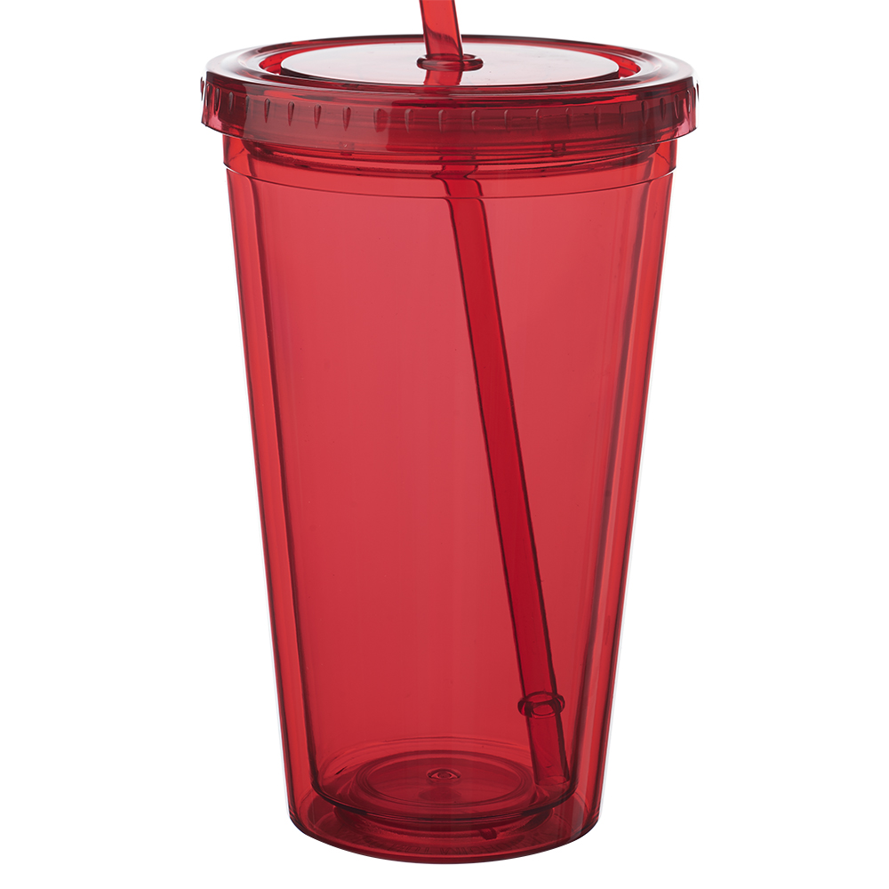 Custom Heart Damask 16oz Double Wall Acrylic Tumbler with Lid & Straw -  Full Print (Personalized)