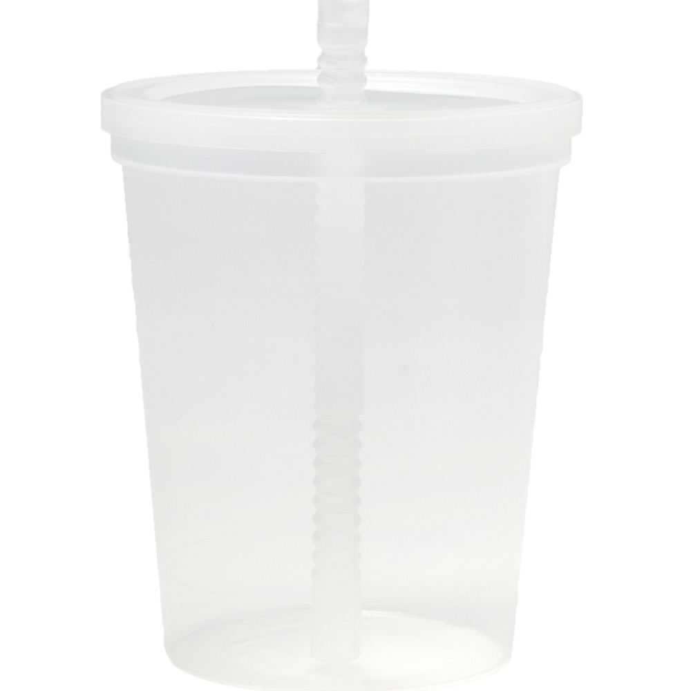 KIDS CUP W/REUSABLE LID STRAW PLASTIC WHITE 250/cs