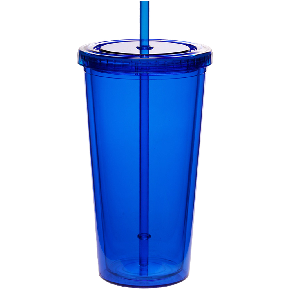 Small Rorschach Stripe - Indigo Blues Acrylic Tumbler with Straw