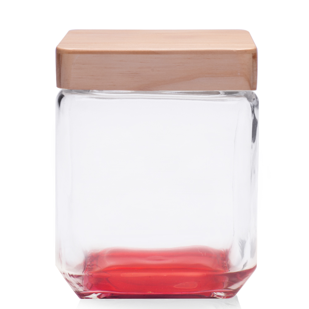 Square Glass Jars with Wood Lids