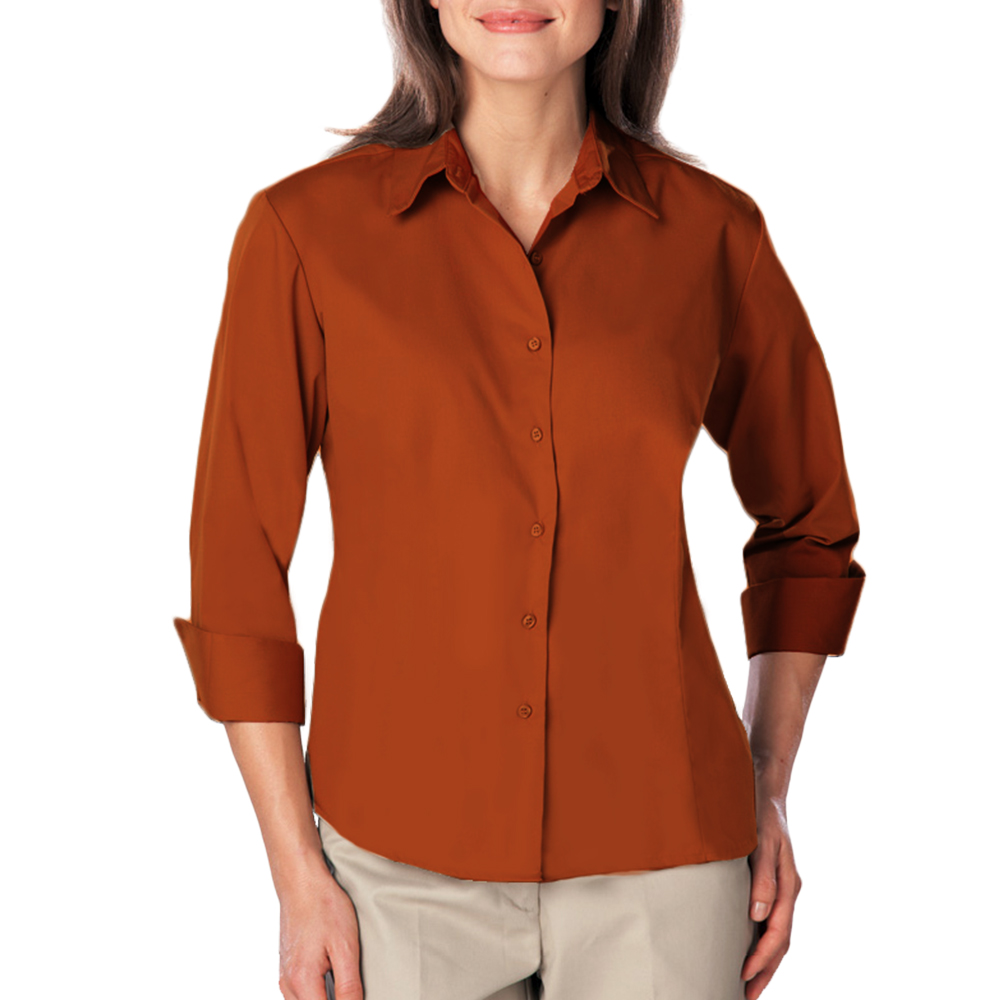 Women's burnt clearance orange dress shirt