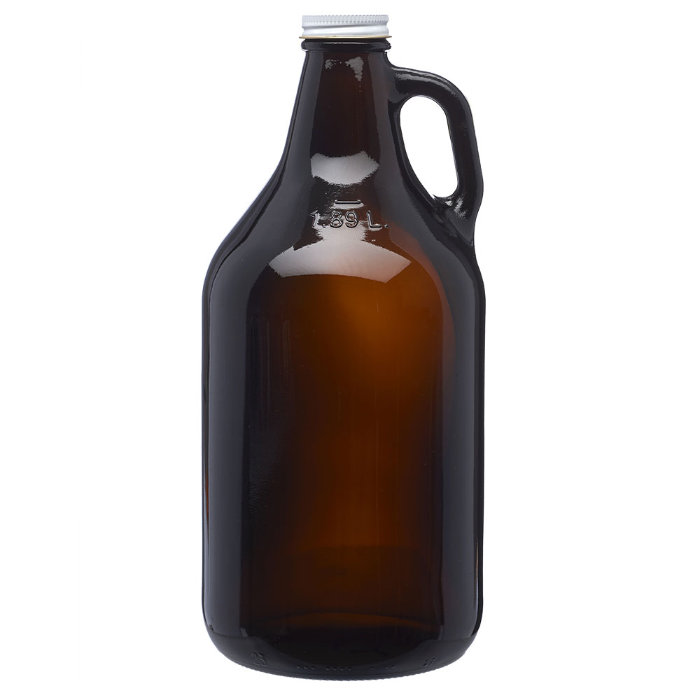 Personalized Beer Growler Amber Glass 64 oz 