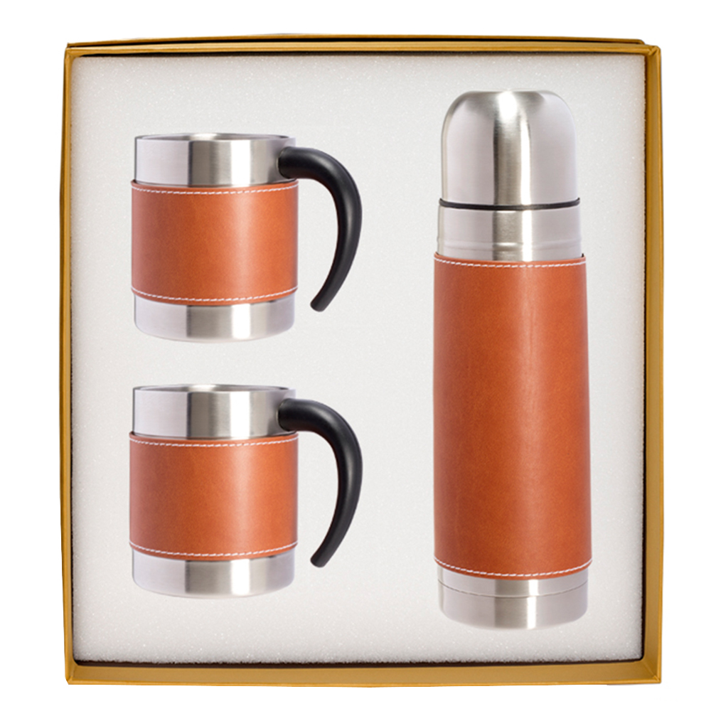 Custom Tuscany™ Stainless Steel Thermos & Coffee Cups Gift Set