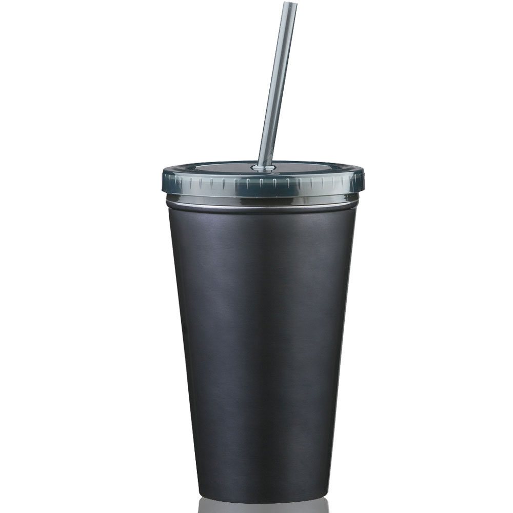 Customized 16 oz Stainless Steel Double Wall Tumblers With Straw