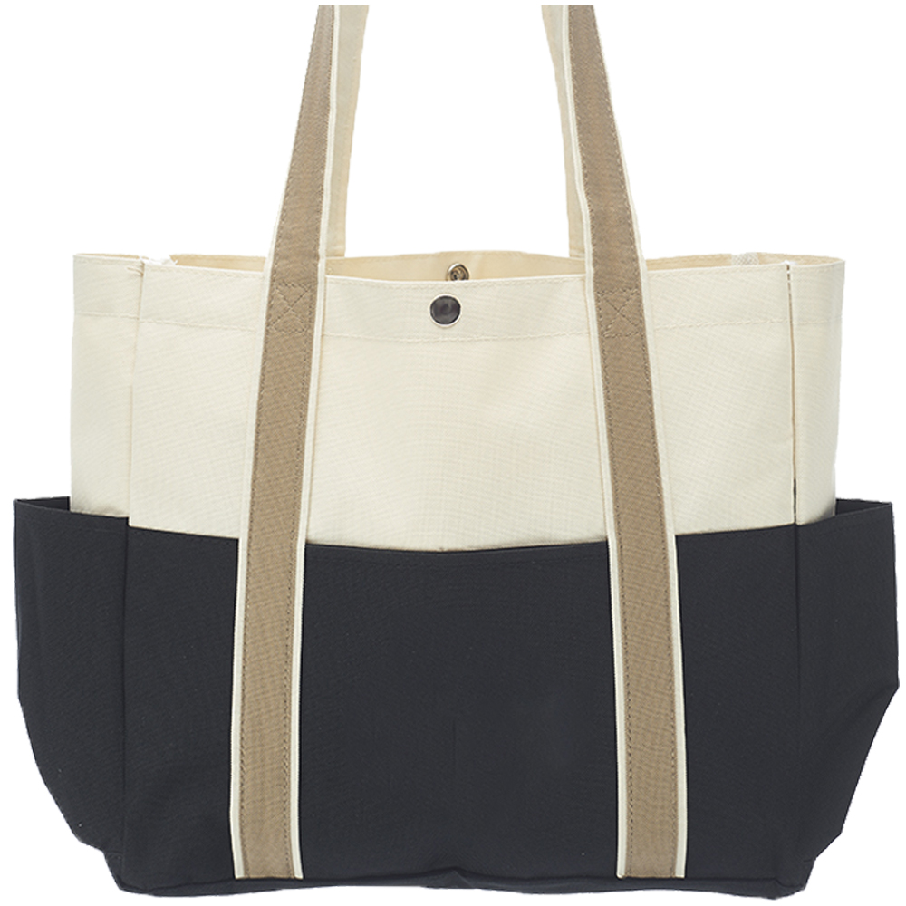 PERSONALIZED CANVAS TOTE WITH OUTER POCKETS