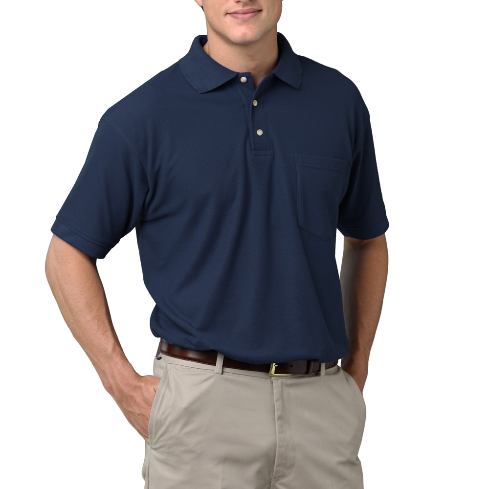 navy blue polo shirt with pocket