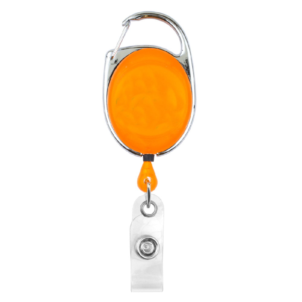 Orange Custom Printed Cord Full Color Retractable Carabiner Style Badge Reels (Orange - Sample)