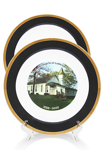 10-inch Black and Gold Edging Porcelain Plates | 10PKBK