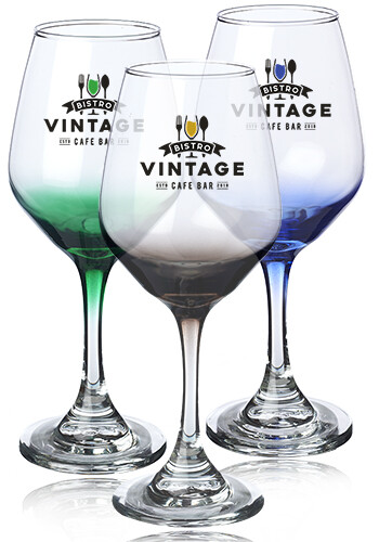 Customized 11 oz. Brunello Color Hue Wine Goblets