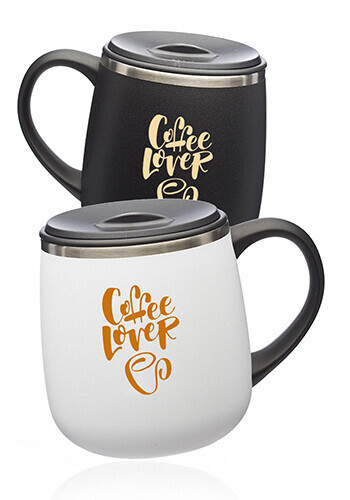 Custom 11 oz. Stainless Steel Coffee Mugs with Lid