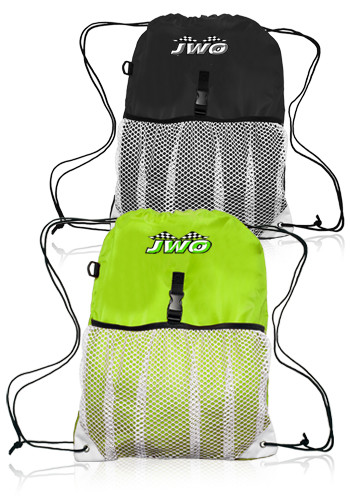 13W x 18H inch Plastic Buckle Drawstring Backpacks | BPK41