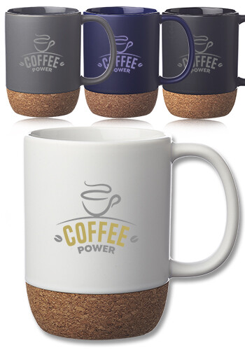 Bulk 15 oz Matte Cork Bottom Ceramic Mugs