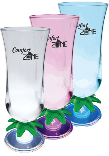 Promotional 15 oz. Palm Tree Stem Plastic Hurricane Glasses