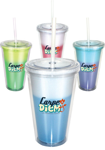 Promotional 16 oz. Full Color Mood Victory Tumblers With Straw