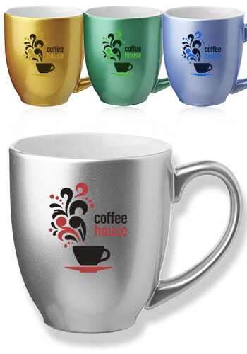 Personalized 16 oz. Metallic Bistro Coffee Mugs