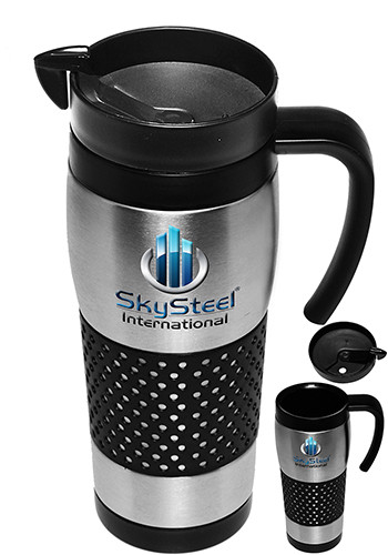 #TM203 16 oz. Stainless Steel Grip Double Wall Travel Mugs