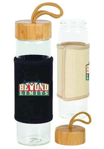 Promotional 18.5 oz Serenity Bamboo Glass Bottle