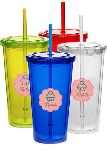 Double Wall Acrylic Tumblers with Straw