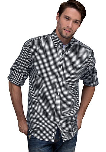 Men's Easy-Care Gingham Check Dress Shirts | 1107